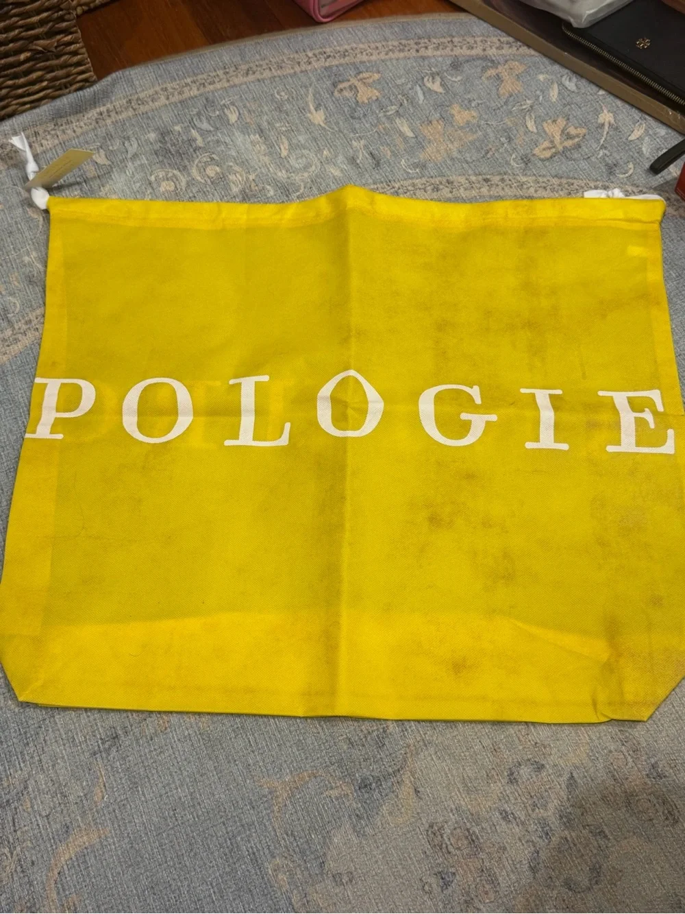 2 Anthropologie Bright Yellow Canvas Logo Totes